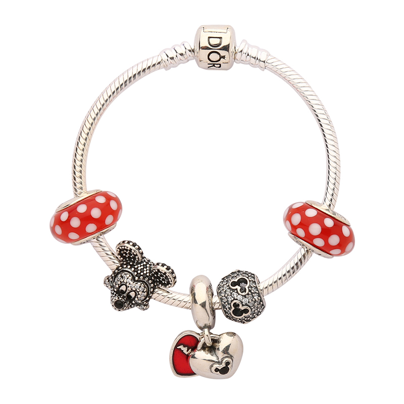 pandora 潘多拉 迪士尼波点米奇米妮欢乐串珠手链 fa4-16