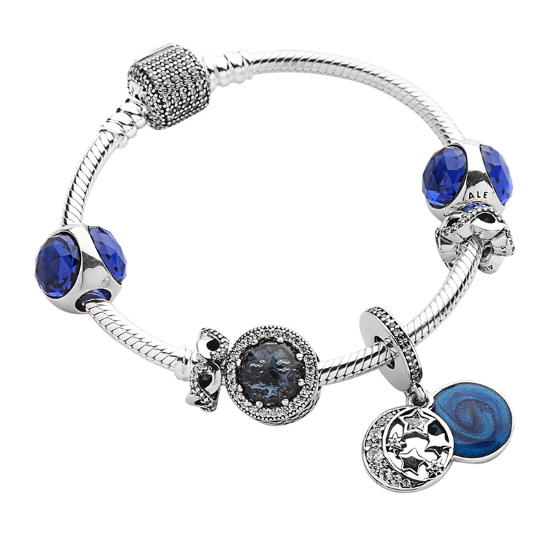 pandora 潘多拉 蓝色海洋之心串珠手链 fa1-16