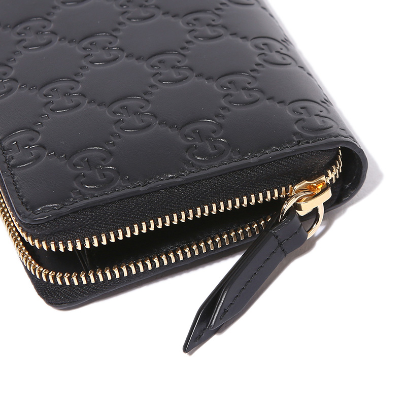 gucci 古驰 gucci钱包 黑色牛皮双g印花长款拉链女士钱包 410102 cwc