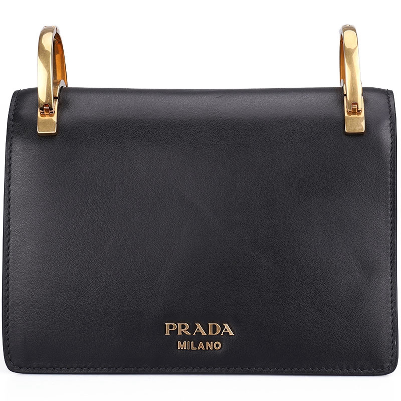 prada 普拉达 女士黑色牛皮宽带单肩斜挎包 1bd076 2bjk f0002