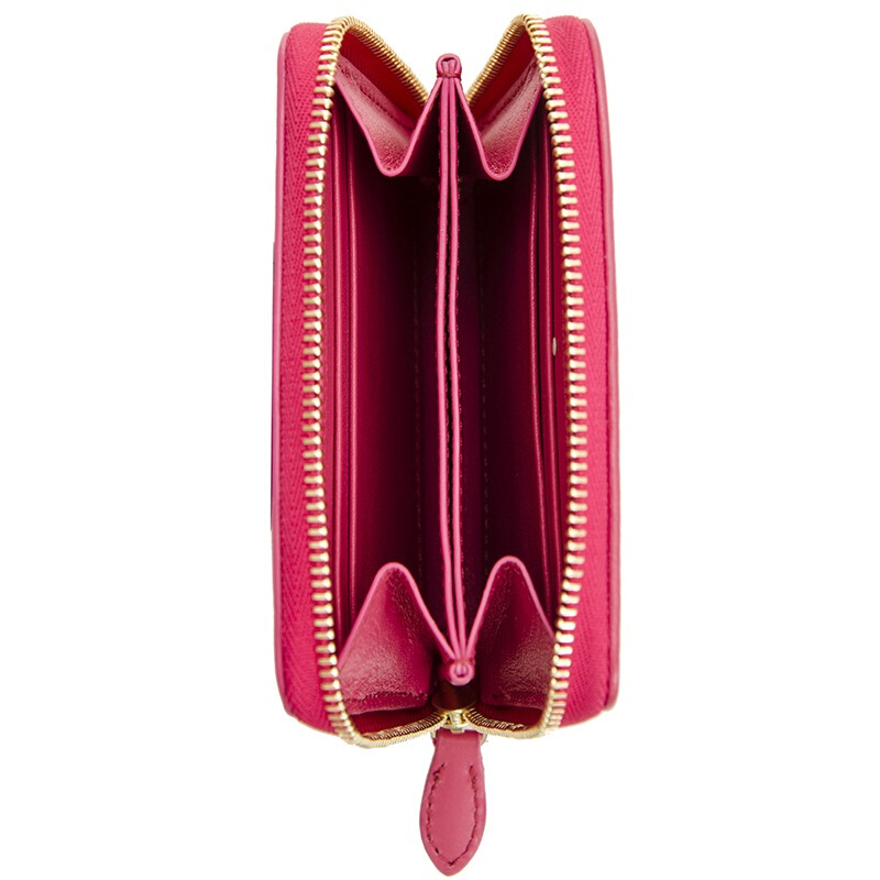 burberry 巴宝莉 女款horseferry亮粉洋红织物配皮小号全拉链钱夹