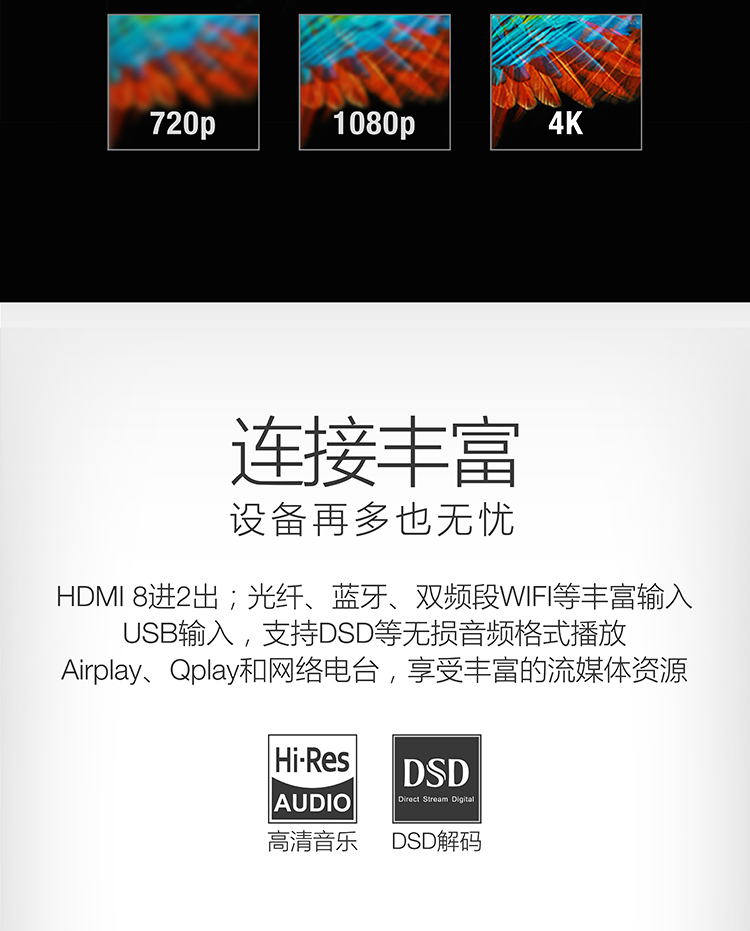 天龙（DENON）AVR-X2400H 音响 音箱 家庭影院功放 7.2声道 支持杜比全景声DTS:X 4K蓝牙USB WIFI Airplay Hi-res音频 黑色-京东