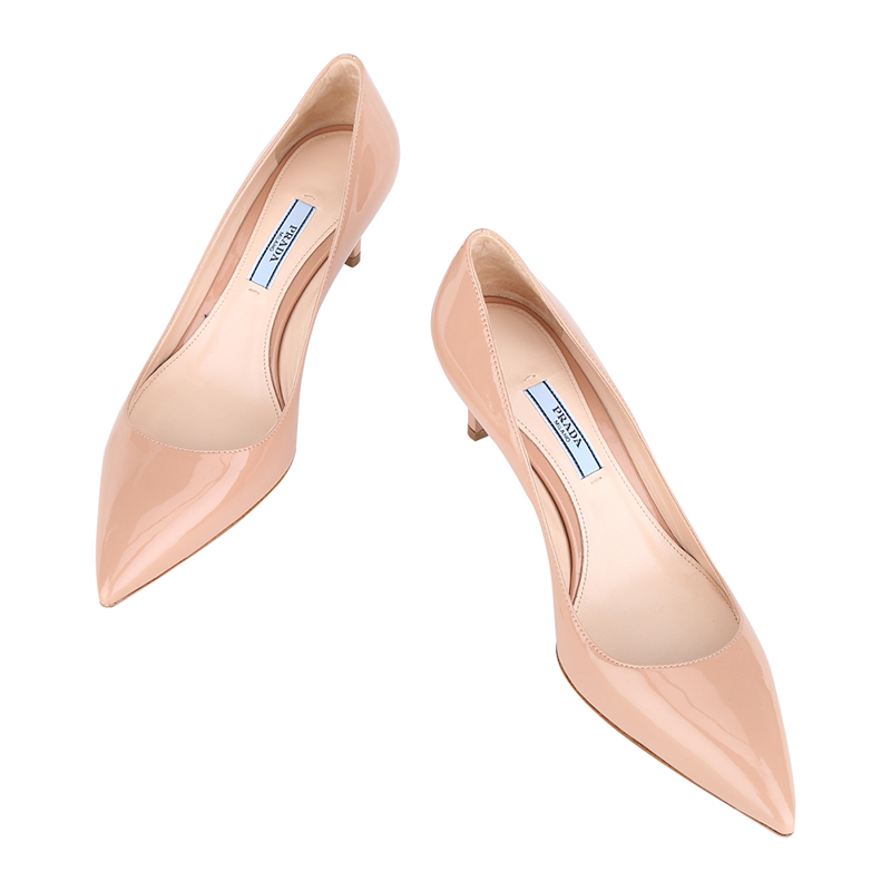 prada 普拉达 女士vernice系列淡粉色牛皮尖头高跟鞋 1i939f xuw f0