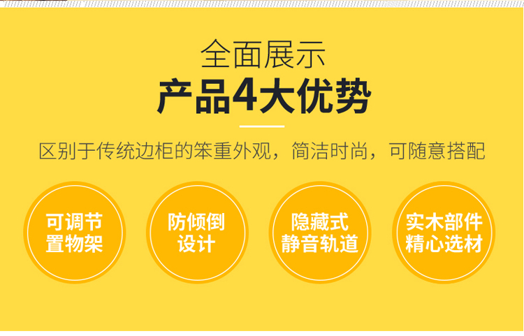 慧乐家 边几 实木北欧沙发边柜 现代简约带门储物柜餐边柜 白色+灰色 11373-京东
