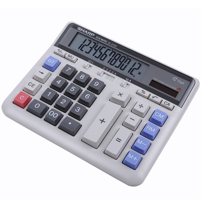 Калькулятор SHARP EL-2135, электронный, серый