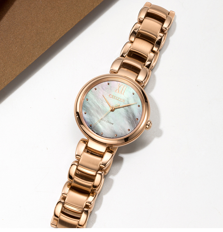 Женские часы CITIZEN L Series, Eco-Drive, стальной браслет, циферблат с матерью дракона, EM0533-82Y