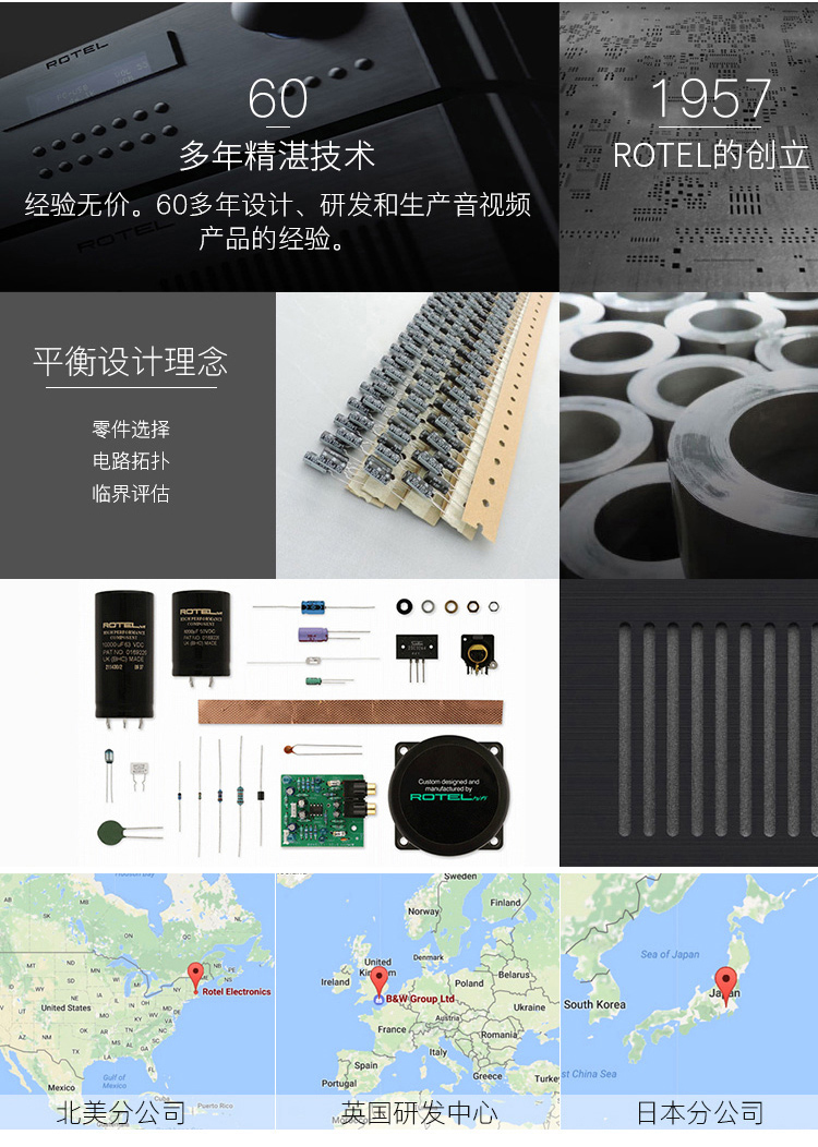 ROTEL RB-1590 音响 音箱 hifi高保真 后级功放 立体声后置功率放大器 350W/声道 平衡输入 银色-京东