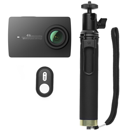 小蚁（YI）4K运动相机（黑色）智能摄像机 旅行套装（相机+蓝牙自拍杆）-京东