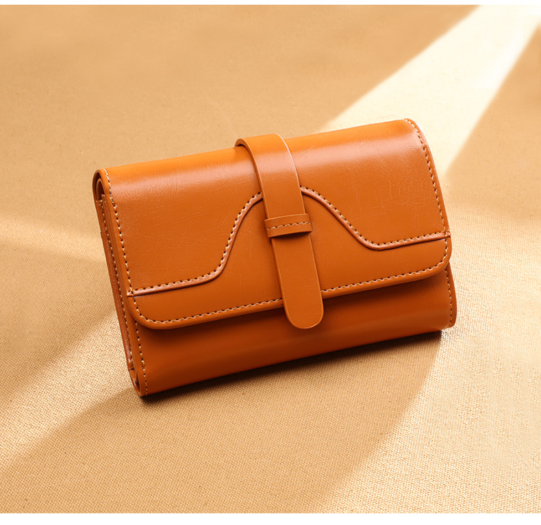 Viney Leather Women's Wallet, Foldable Short Coin Purse, High-End ID Card Holder, Integrated Brand Large Capacity Wallet, Leather Clutch 10