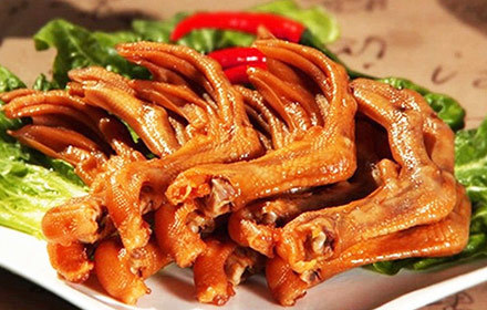 美食                 快餐休闲 京东团购  香辣鸭脚1份,约250g,可
