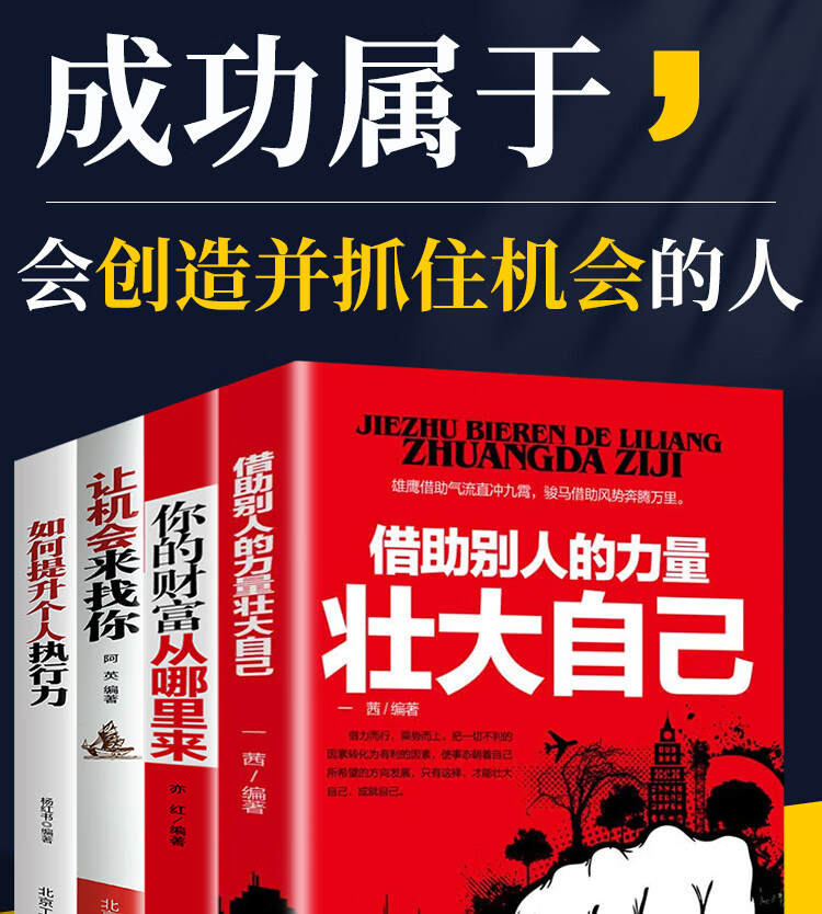 成功学 全4册 借助别人的力量壮大自己 你的财富从哪里来 让机会来找你 如何提升个人执行力 一茜 亦红 阿英 杨红书 摘要书评试读 京东图书
