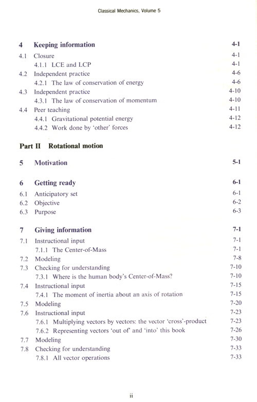 Table of contents: Classical Mechanics Volume 5 Conservation laws and rotational motion (ISBN:9787576707816)