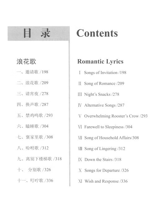 Table of contents: Zhuang's Folk Songs of Napo (ISBN:9787519275228)