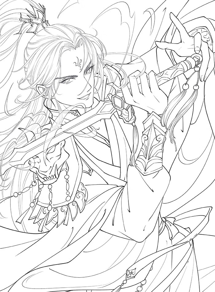 《君鉴 古风美男线稿手绘技法 萌绘诗忆江南 古风涂色集》【摘要 书评