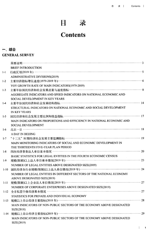 Table of contents: Beijing Statistical Yearbook 2020 (ISBN:9787503792472)