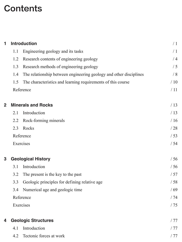 Table of contents: Basic Engineering Geology (ISBN:9787112270606)