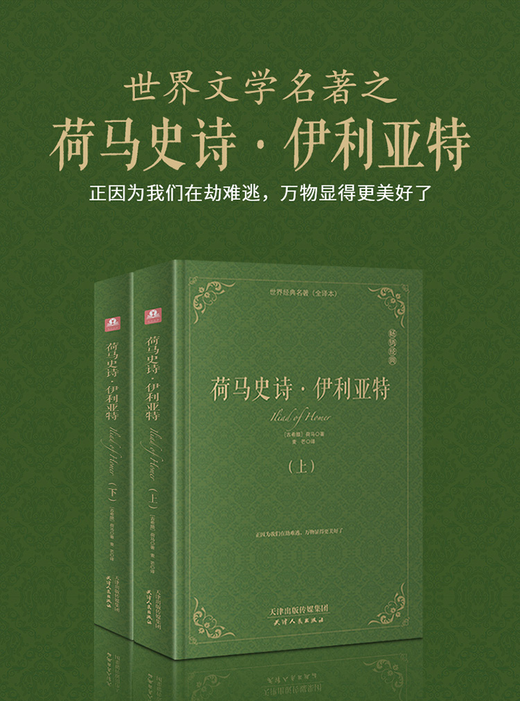 荷马史诗伊利亚特套装上下册精装全译本