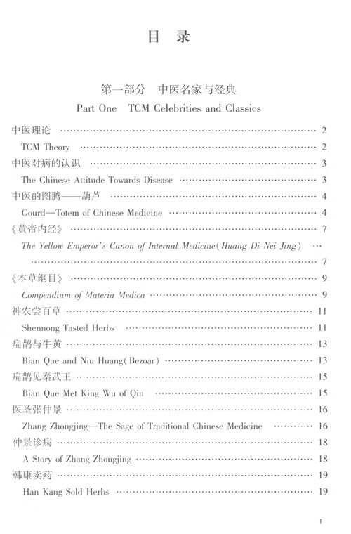 Table of contents: Legends and Folk Tales in TCM (A Chinese-English Edition) (ISBN:9787568916943)