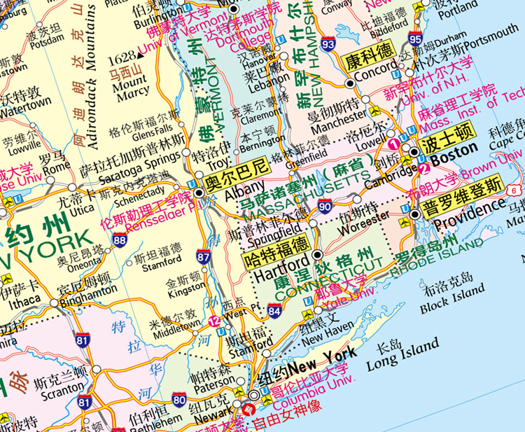 美国旅游地图(中英文对照)