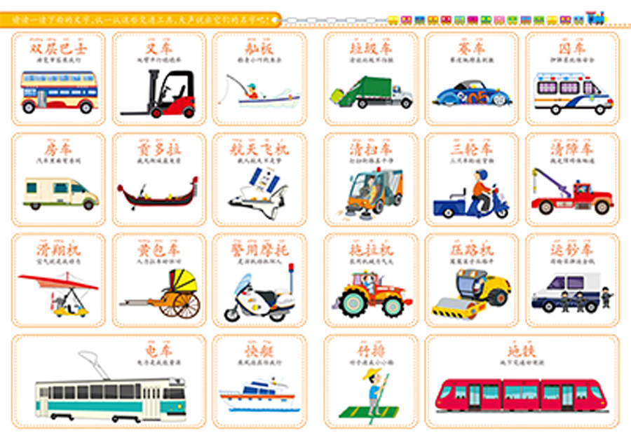 幼儿启蒙万次贴挂图:交通工具(双面认知大挂图)