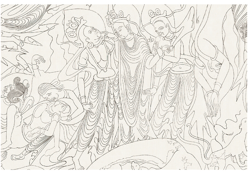 敦煌壁画线描精品集菩萨说法图供养人藻井飞天舞乐